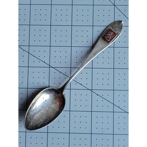 Antique Helsinki Finland 813H Silver Red Enamel Lion Royal Crest Spoon 6 1/2"